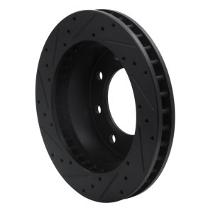 Cadillac DeVille Brake Rotor (1) - Front Right - R1 Concepts - Drilled & Slotted - Black - `99-`20